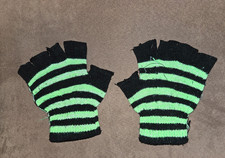 Damen Fingerhandschuhe Winter Fingerlose Handschuhe schwarz/grün