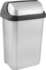 3 Stück keeeper Rasmus Mülleimer mit Rolldeckel 2x25L + 1x10L Silber