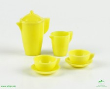 DDR Puppenstuben Zubehör Geschirr Kaffee Set gelb Puppenstube Miniatur