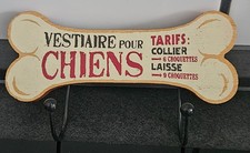 Hakenleiste Vestiare pour les chiens Holz & Metall in Knochenform Halsbandhalter