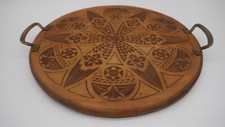 Holztablett Serviertablett Kuchenplatte mit Tragegriffen ø 32 cm
