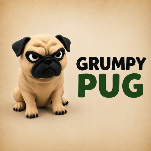 Grumpy pug bockiger mops - pug,