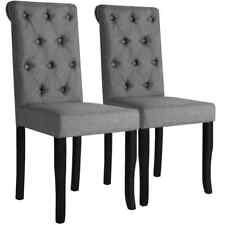 Esszimmerstuhl 2er Set Polsterstuhl hohe Rückenlehne Grauer Stoff Massivholz