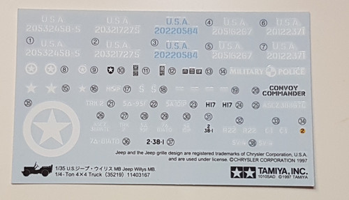 Willys jeep decals - 1/4,