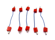 Fischertechnik 5 Stk. Kabel 60, blau + Mini-Flachstecker rot (ft-Nr. 31347)