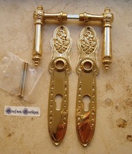 Antik Türbeschlag PZ 72 Langschild Türgriffe Türdrücker Messing Poliert S13-2P