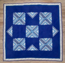 Sehr schöne Patchwork Decke/Kissen Blautöne Westfalen Stoffe Handarbeit TOP