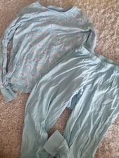 Schlafanzug Türkis 140 Langarm Regenbogen