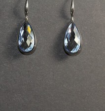 Ohrstecker Edelstahl Zirkonia blau Tropfenform  Modeschmuck antiallergisch