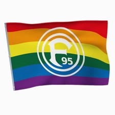 Hissflagge Fahne Fortuna Düsseldorf Vielfalt Regenbogen Flagge - 100 x 150 cm