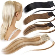 Pferdeschwanz Clip In 100% Remy Echthaar Dick Ponytail Extensions Haarteil Blond