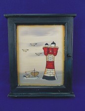 Alter maritimer Holz Wand Schlüsselkasten Schlüsselschrank 6 Haken 27 x 20 x 7cm