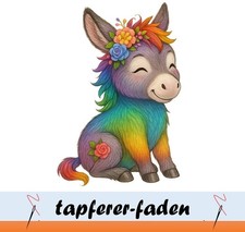 Bügelbild - Esel bunt -