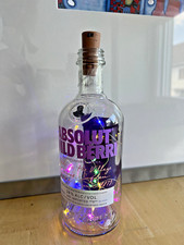 Absolut Vodka Wild Berri leer LED Flaschenlampe Geschenkidee Tischdeko Upcycling