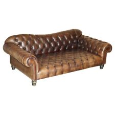 EXTRA GROSSES UND TIEFES VINTAGE HANDGEFÄRBTES BRAUNES LEDER CHESTERFIELD GETUFTETES SOFA