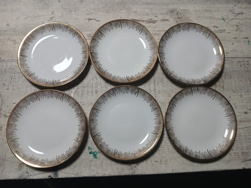 Goldrand keramik tellerchen - 6x,