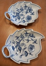 2x Bohemia Zwiebelmuster Blattschale  Porzellan Blau Weiß Klassisch Blumenmuster