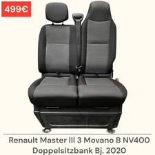Renault Master III 3 Movano B NV400 vorne Beifahrersitz Sitzbank Sitz Doppelsitz
