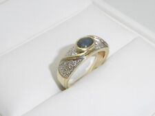 585 Gelbgold 14K Gold Ring Saphir Diamant Verlobungsring RG 56 - 17,8 mm 8324