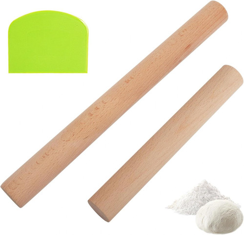 Teigroller set aus buchenholz - set,