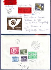 DDR, 1990, Eil-Wert-Brief mit 5.-DM Luftpost u.a., Tagesstempel