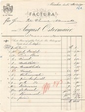 Alte Rechnung,"August Ostermaier, München" 15.03.1890