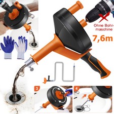 Rohrreinigungsspirale Rohrreinigungsgerät 7,6 m Abflussspirale inkl. Bohraufsatz