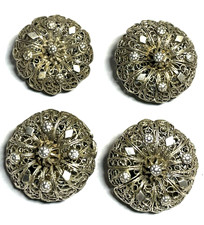 Antik 4 gr. filigrane Silber Knöpfe Silberdraht Tracht Folklore Handarbeit Ø 3cm