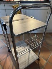 Dinett Servierwagen Teewagen Tisch Beistelltisch Palisander Bar Chrom 70er WOW