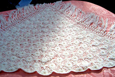 Schultertuch/Schal/Stola,handgestrickt,weiss