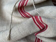 Handgewebter  grosser schwerer alter Leinen Sack mit roten  Mittelstreifen