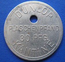 alte WERTMARKE HANAU Dunlop Kantine Flaschenpfand 30 Pfg. Alu. Menzel 13492.1