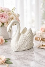 Luxus Schwan Vase Weiß Deko |