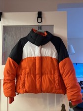 Topshop Damen Anorak Retro Vintage Gr 36 Rot Orange Schwarz Weiß ?Jacke Puffer