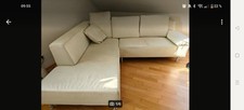 Cremefarbene Ledersitzgruppe/Sitzgruppe/3Sitzer/Sofa/Eckbank/Couch