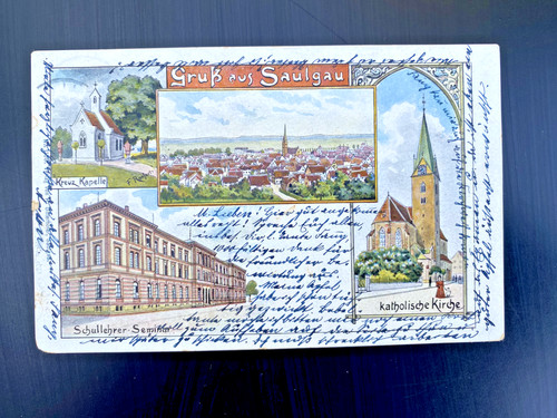 Postkarte gruß aus saulgau - -,