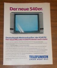 Seltene Werbung TELEFUNKEN PALcolor A 540 PV SV - Meistverkaufter Fenseher 1988