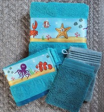 4 tlg. Kinder Handtuch Set türkis Erwin Müller Waschhandschuh Kinderbutt 