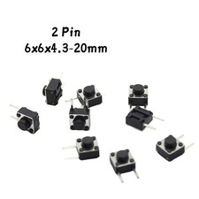 6 x 6 mm Mini Taster Drucktaster Mikrotaster Mikroschalter 2 polig 4,3 - 20 mm
