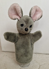 Handpuppe Handspielpuppe - graue Maus - 31 cm hoch / groß - Vintage 80er Jahre