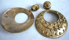 9,8 cm große Ohr Clips Hänger alt gold Metall ModeSchmuck Orient Bauchtanz NEU