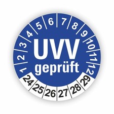 UVV geprüft Prüfplaketten BLAU Ø 20 I 30 I 40 mm DIN NORM I Wartungsetiketten