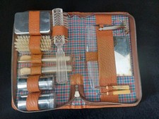 altes Necessaire Kulturtasche Etui Reise Gepäck Leder