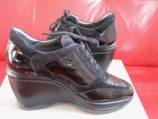 Hogan 39 NEU Sneakers Lackleder & Wildleder Plateau OVP Schwarz Schnürschuhe