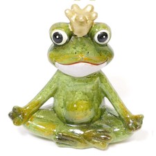 Froschkönig mit Krone Gartenfigur sitzend aus Keramik Höhe 18cm