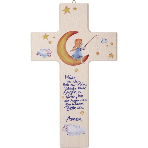 Kinderkreuz holz natur mond - holz,, natur,