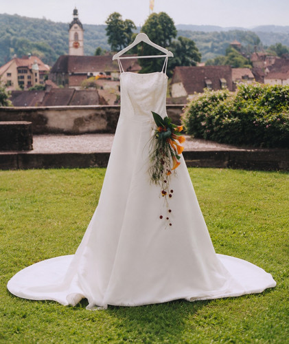Brautkleid satin weiß - weiß, a-linie