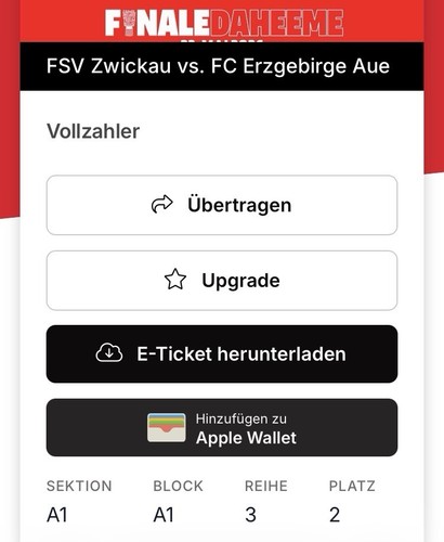 Ticket sachsenpokal finale - e-ticket,