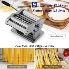 Nudelmaschine Edelstahl Pastamaker Pastamaschine Lasagne Spaghetti 9 Teigstärken