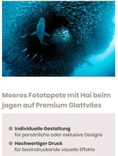 Fototapete Premium Glattvlies Haie am Jagen 200 x 133 Fische Ozean Fischschwarm